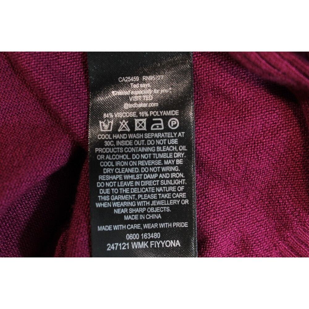 Ted Baker London Fiyyona Open Cardigan Womens size0/2 US Maroon Asymmetrical Hem - Picture 9 of 14